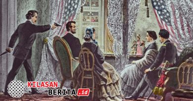 Ilustrasi penembakan Abraham Lincoln oleh John Wilkes Booth di Ford's Theatre