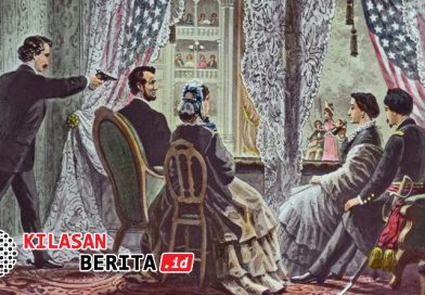 Ilustrasi penembakan Abraham Lincoln oleh John Wilkes Booth di Ford's Theatre