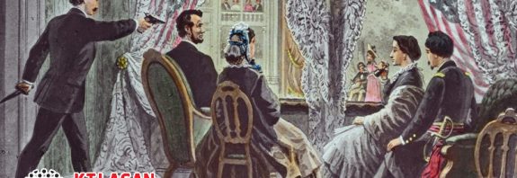 Ilustrasi penembakan Abraham Lincoln oleh John Wilkes Booth di Ford's Theatre